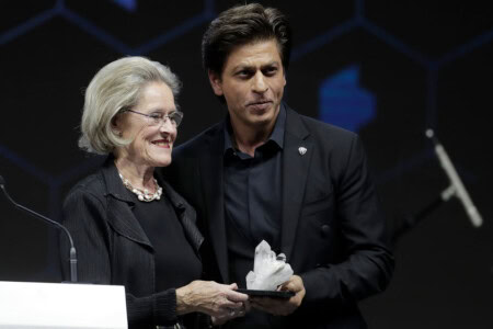 Shah-Rukh-Khan-Receives-A-Crystal-Award