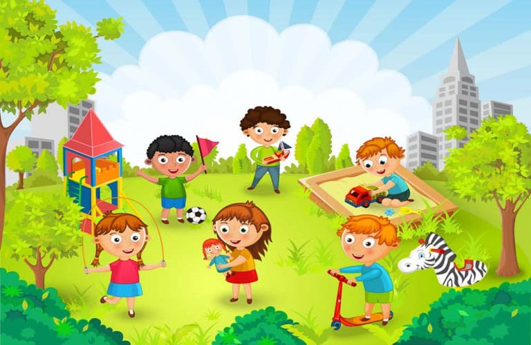 Children Playing In The Park Vector 8827231