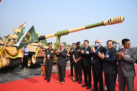 L&T-Made 100Th ‘K9 Vajra’ Flagged Off By India’s Chief Of Army Staff General Mm Naravane At L&T's Armoured Systems Complex, Hazira Near Surat_ This Marks Completion Of All Delive (1)